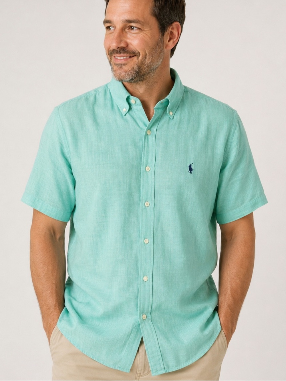 Ralph Lauren Blake Men’s Large Green White Gingham Check Short Sleeve
